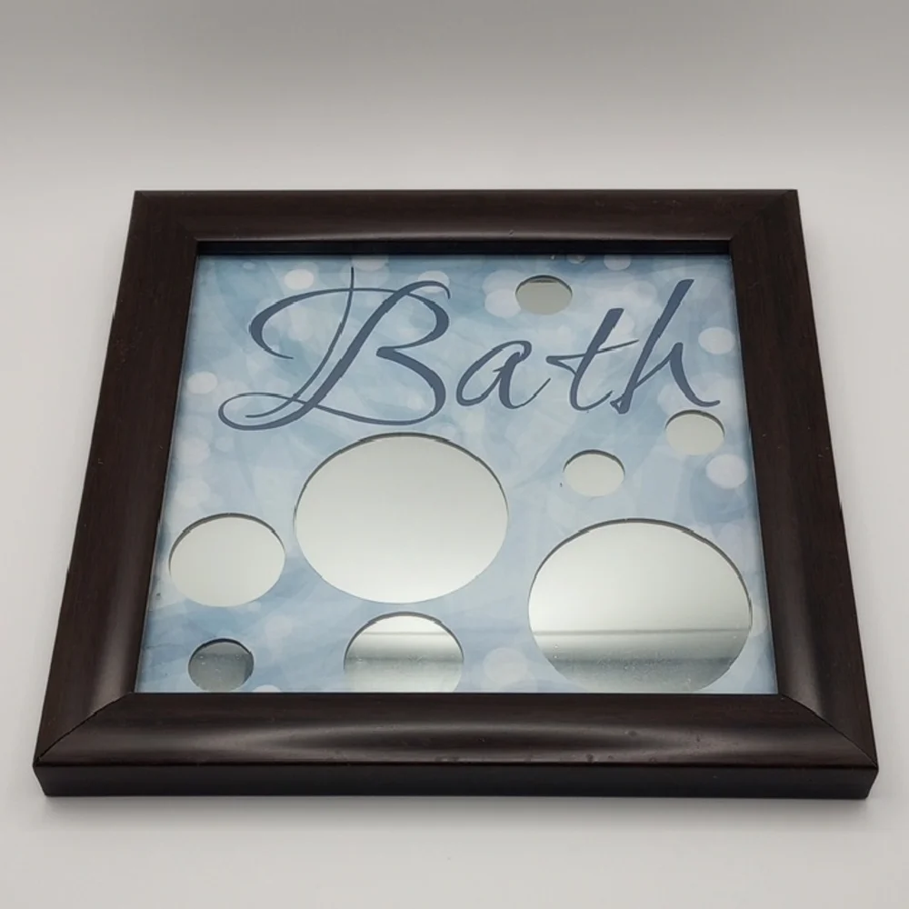 BUNDLE Brown and Blue Mirror Wall Decor with Soothing Bubbles Set